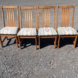 Four Oak Vintage Amish Chairs