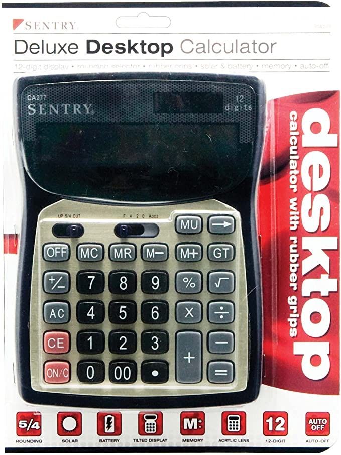 Sentry Deluxe Desktop Calculator in Black and Silver