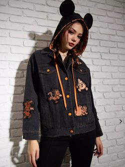 Her Universe Disney Mickey Mouse & Friends Halloween Hooded Denim Girls Jacket