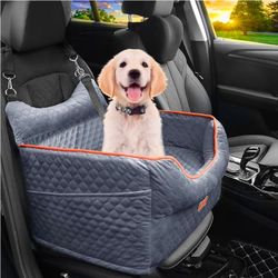 Dog Car Seat - Memory Foam Dog Booster Seat for Small Dogs Up to 25lbs-Elevated Pet Car Seat with Storage Pockets and Dog Seat Belt-Soft Pet Travel Be