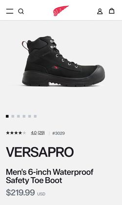 Redwing VersaPro Black Size 8 Steel Toe Workboots