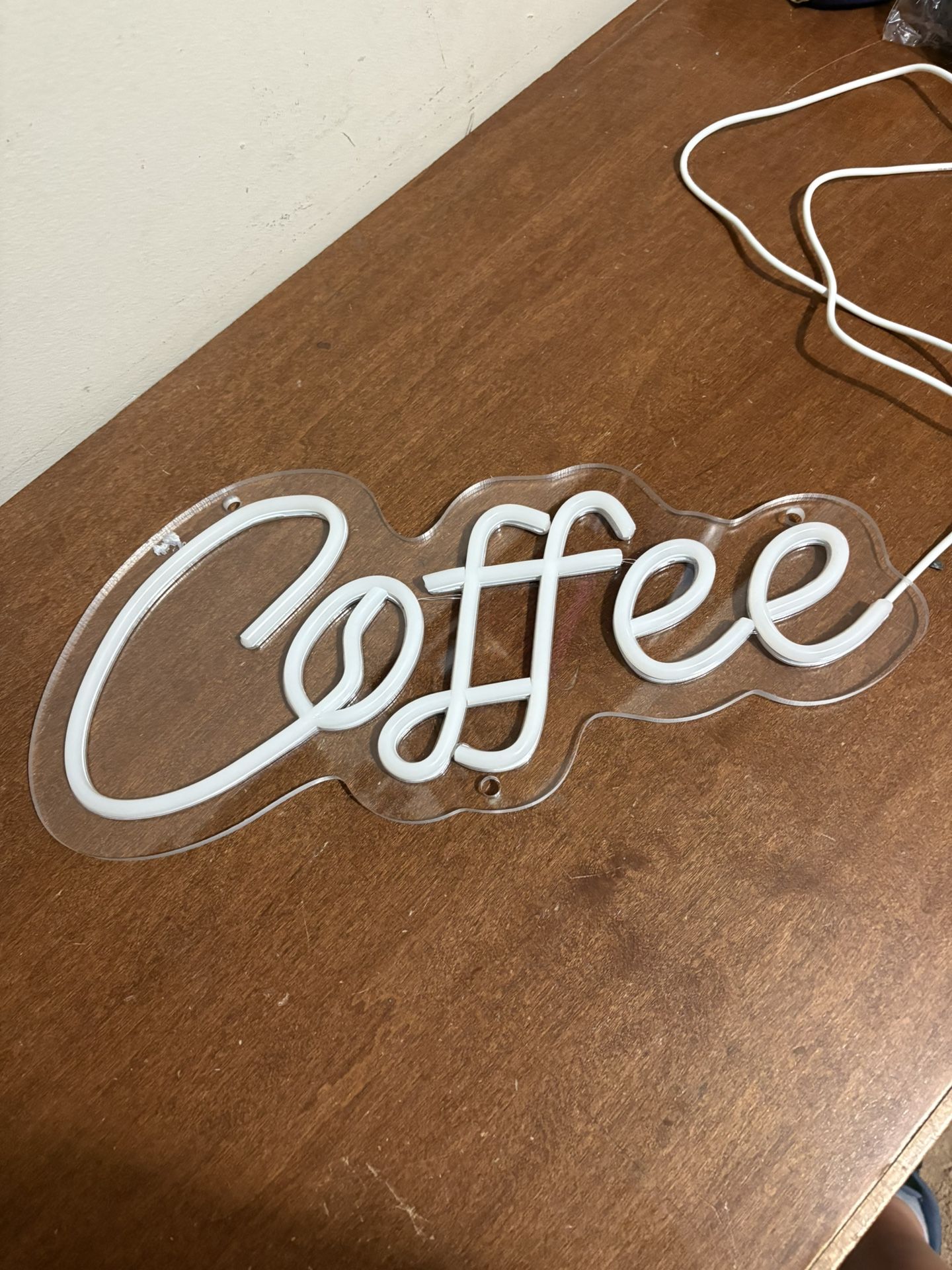 White Neon Coffee Sign