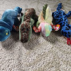 Beanie Babies - Lot of 4 Reptiles 