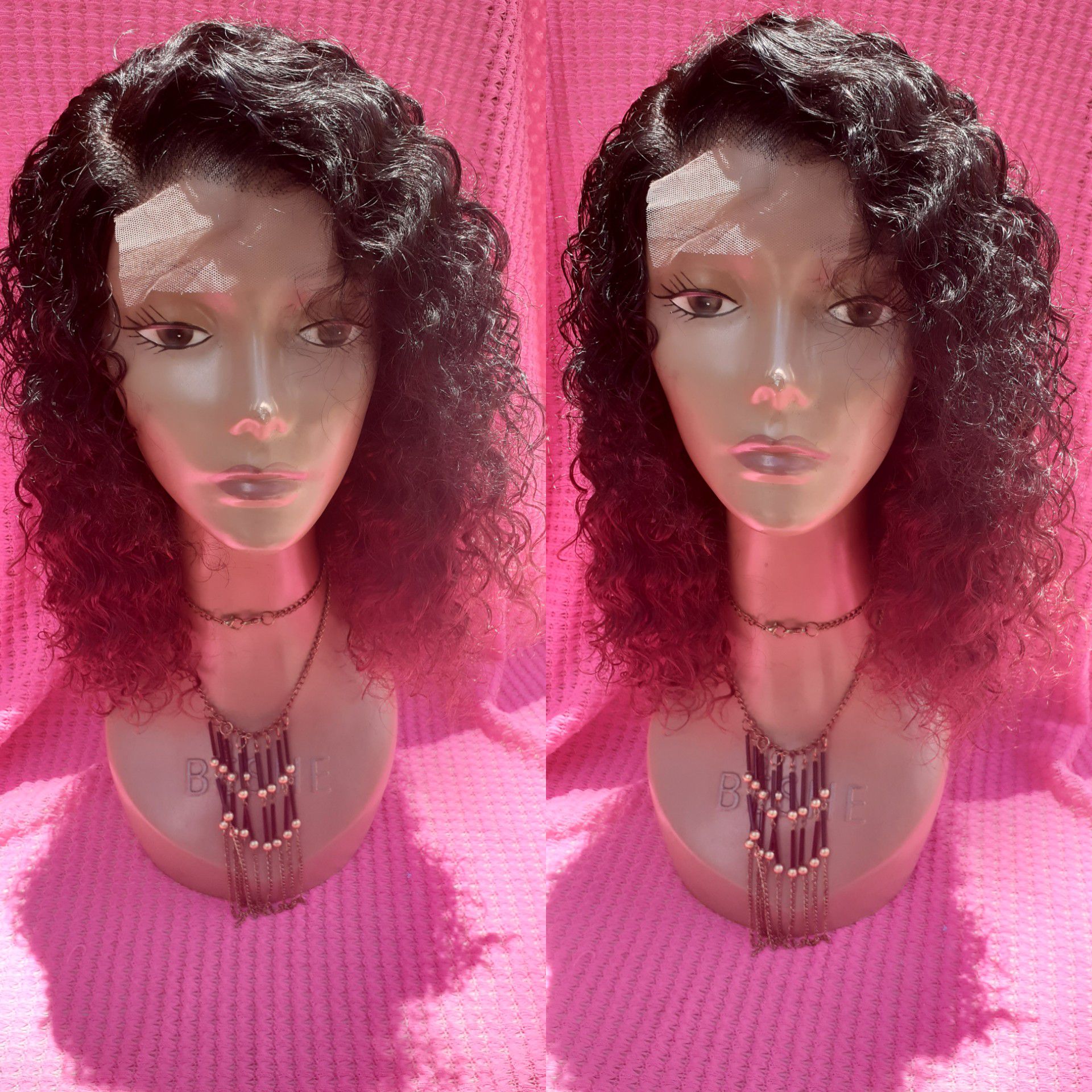 12" Bohemian ombre curly human hair wig