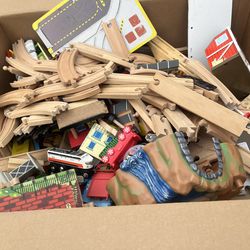Large lot of wooden trains