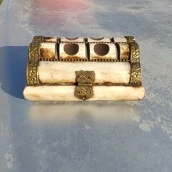 Handmade Bone And Brass Jewelry Box Real Bone