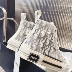 B23 League High-Top Sneaker  White and Black Dior Oblique Canvas