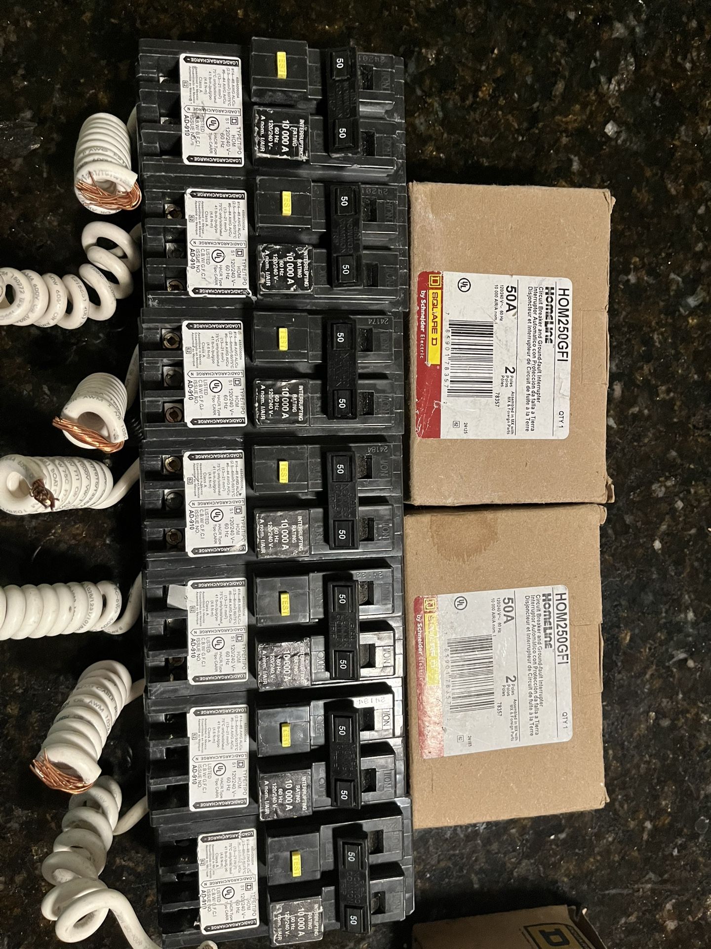 20A, 50A, 100A, 30A breakers