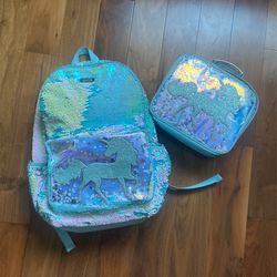 Justice Unicorn Lunch bag/backpack Set