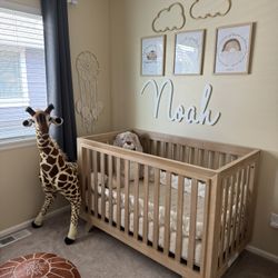 Baby Crib, natural wood (non-convertible)