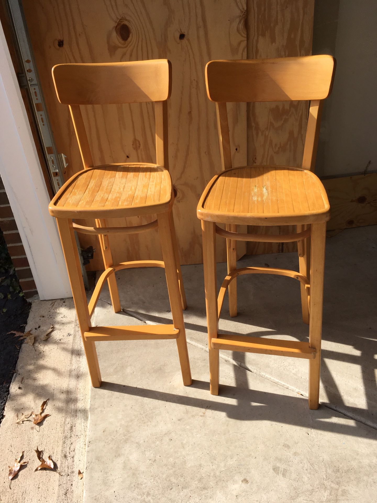 Pair of wooden bar stools