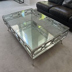 High End Metal Glass and Mirror Coffee Table 