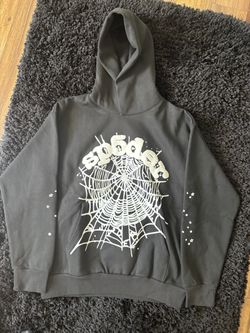 Sp5der Gray Hoodie with Web Graphic