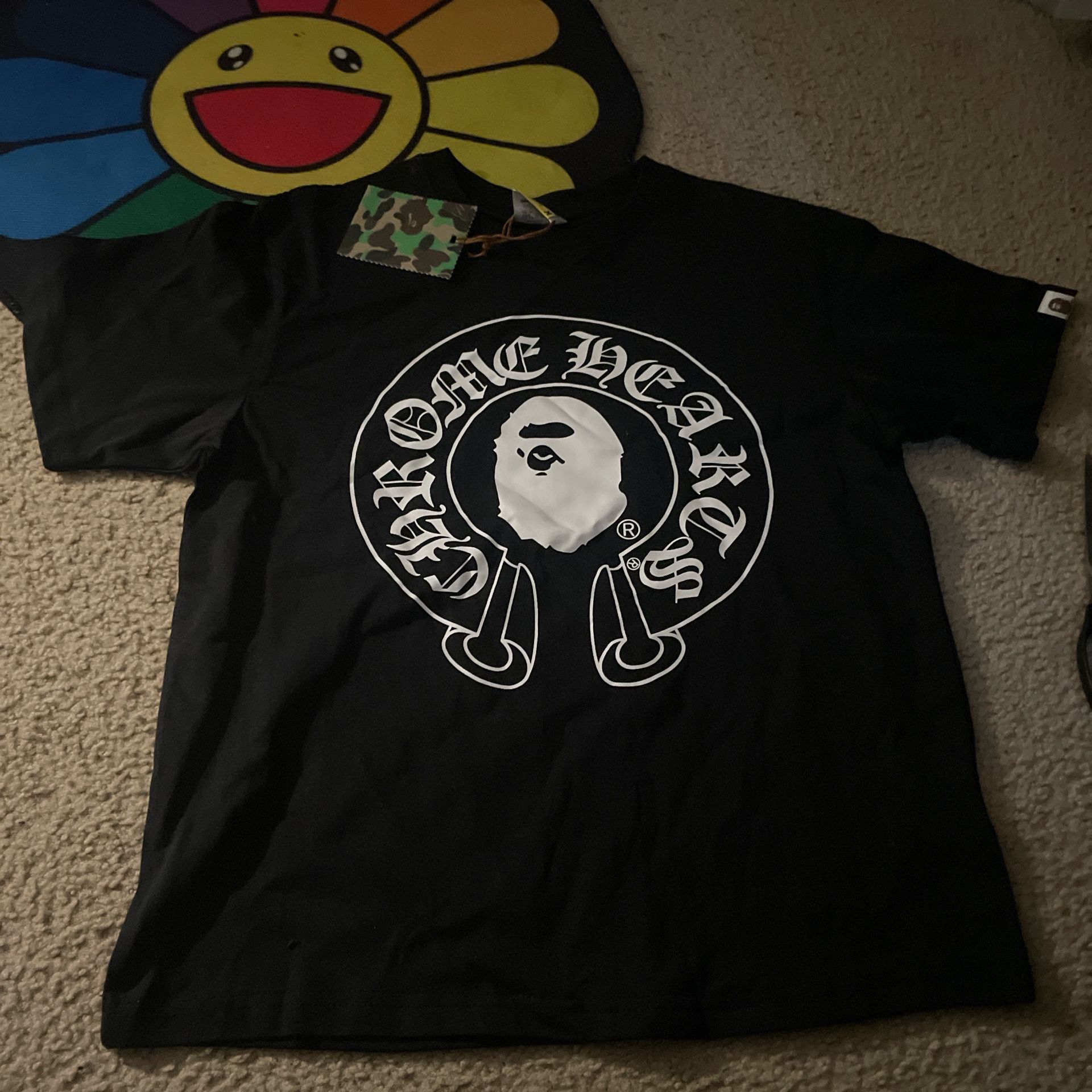Black chrome hearts x bape t shirt size M