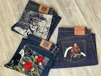 3 Pair Vintage Y2K Red Monkey Mens Jeans Baggy Oversize Wide Leg  New 