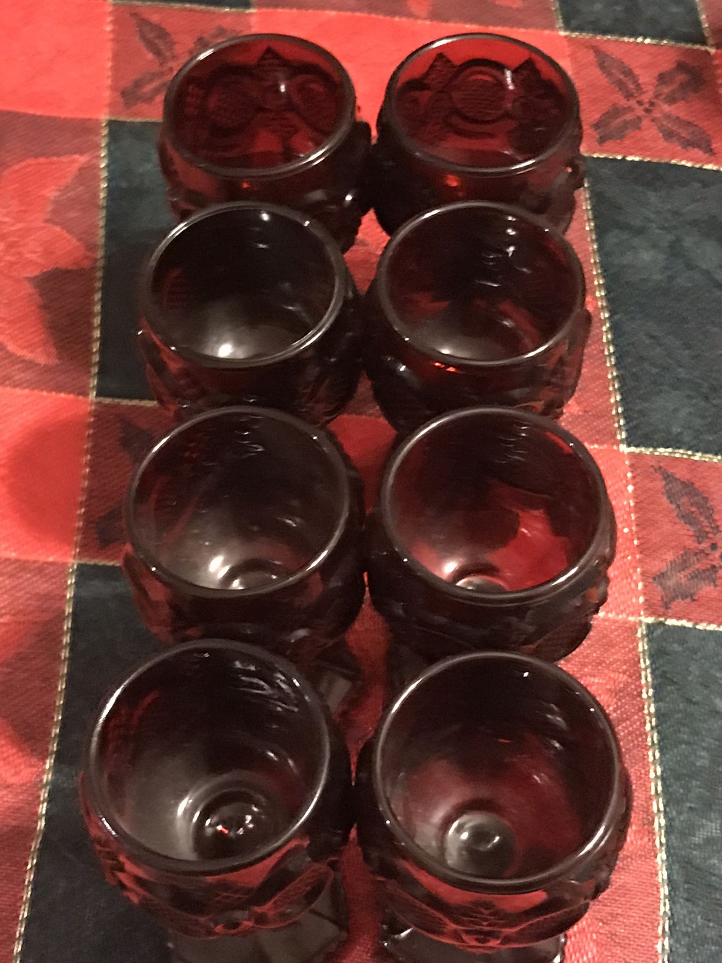 8 Avon Goblets Cape Cod Collection Ruby Red Wine Glasses