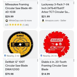 All/Any Different Brand Blades For Reciprocating Saws, Saw Zalls, & Also Circular Saws (Blades Only) For Sale