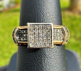 Jewelry Antique 10k solid yellow gold natural diamond 0.30CTW square top ring sz 7.00