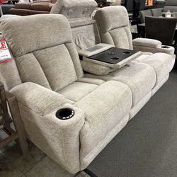 Power Reclining sofa with Drop Down center Console
