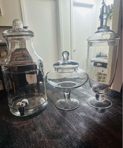 Glass canister jar 3 for sale