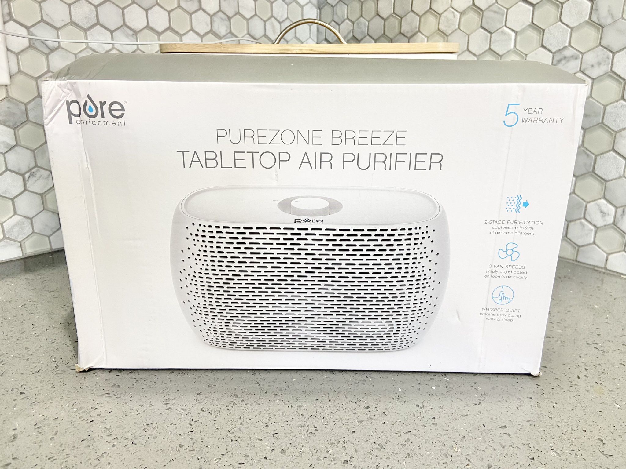 Pure Enrichment PureZone Breeze Tabletop 2-in-1 Air Purifier - True HEPA Filter Cleans Air, Helps Alleviate Allergies, Removes Pet Hair, & Smoke - Ide