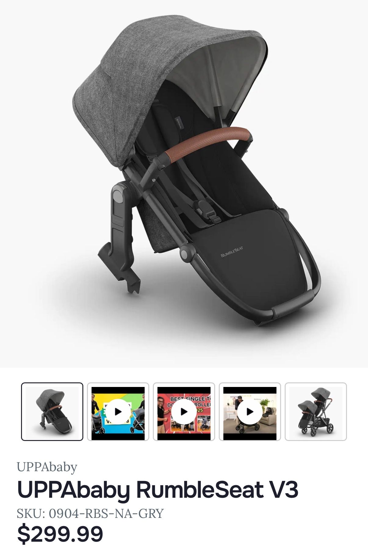 Rumble Seat For uppababy Vista With Converter Clips 