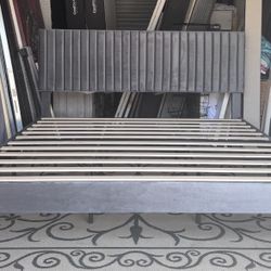 Gray Velvet King Bed Frame