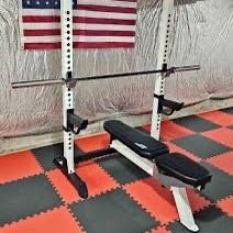Fitness Gear Adjustable Bench And 7” 45lb Olympic Barbell 