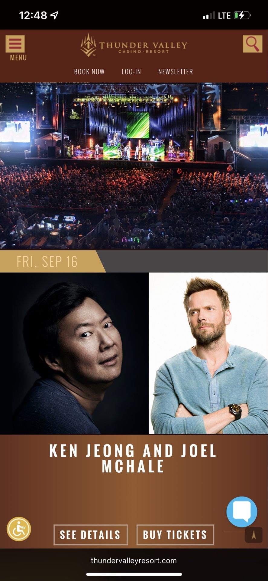 Ticket (x1) for Joel Mchale & Ken Jeong @ Thunder Valley ~ 9/16 @7:30pm
