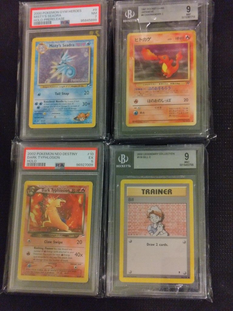 4 Graded Pokemon Cards vintage 