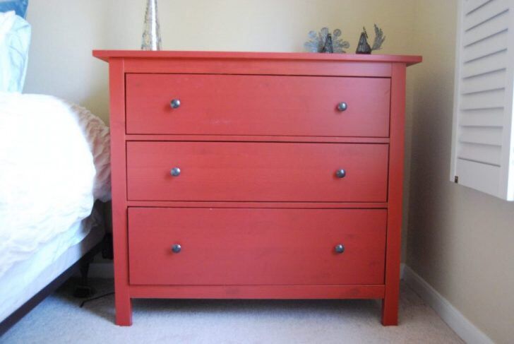 Red IKEA Hemnes Dresser