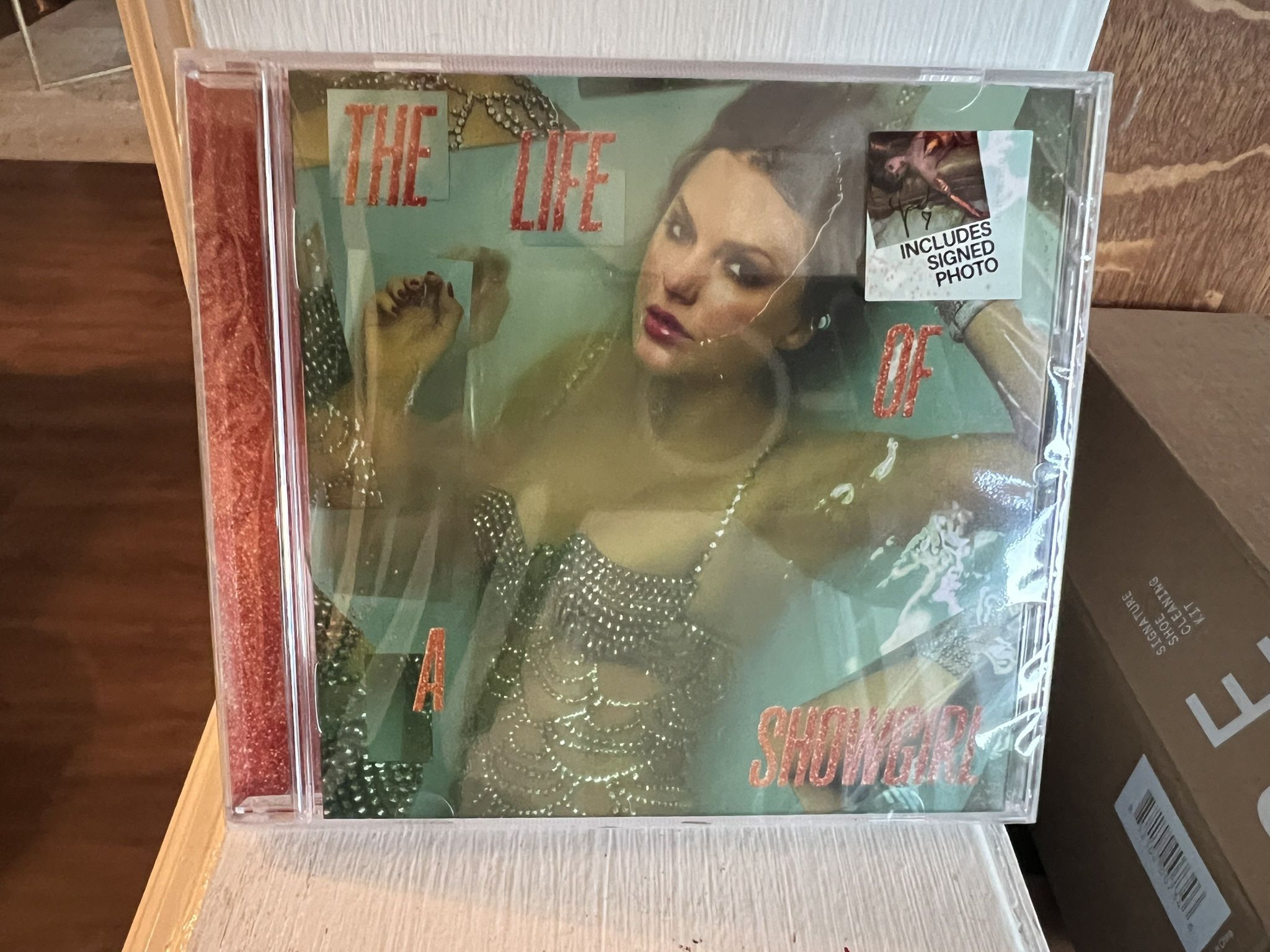 Taylor Swift HAND AUTOGRAPHED The Life Of A Showgirl Cd With Hand Signed Poster