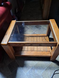a small glass table