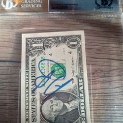 Graded And Autographed Antonio Banderas Dollar Bill