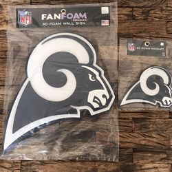 🐏 🏈 Los Angeles Rams Fan Foam Wall Sign & Fan Foam Magnet 🧲