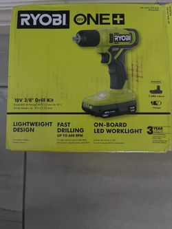 Brand New Ryobi One+ 18V 3/8” Drill Kit