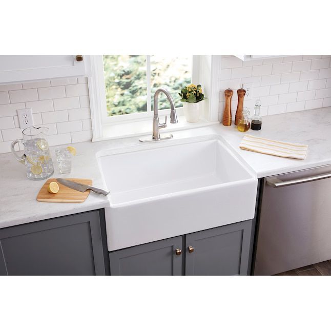allen + roth Undermount 33-in x 18-in Fireclay Single bowl Kitchen Sink