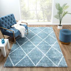 8’x10’ Blue Geometric Design Rug 