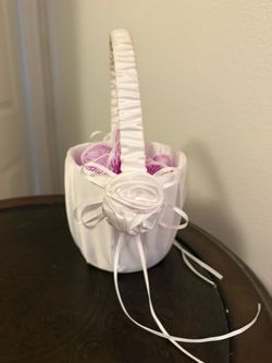 Flower girl basket with flowers