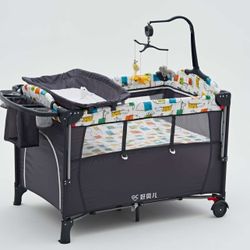 Pack and Play, Baby Bedside Sleeper with Bassinet, Multifunction Bedside Crib