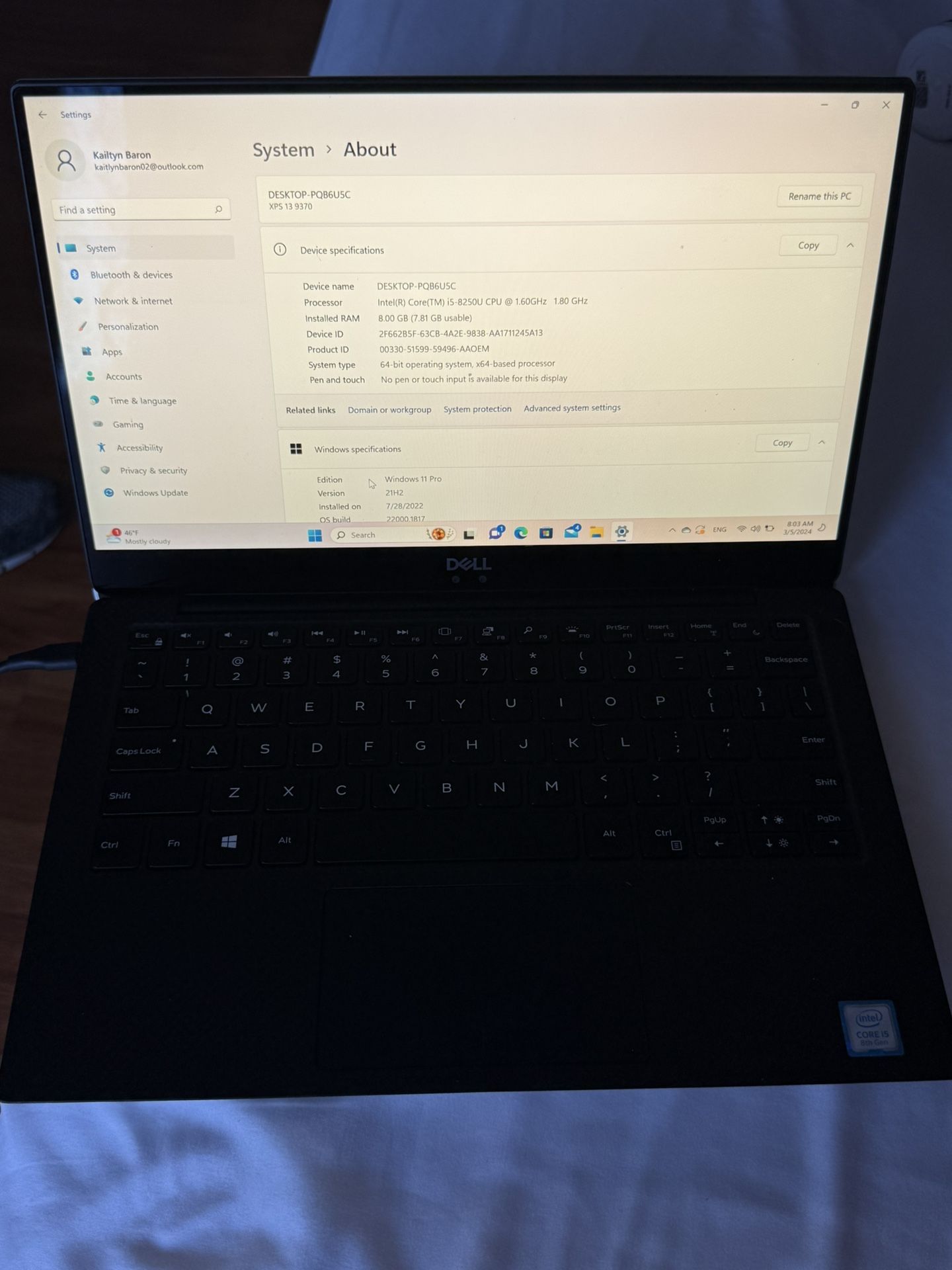 Dell Laptop Slim