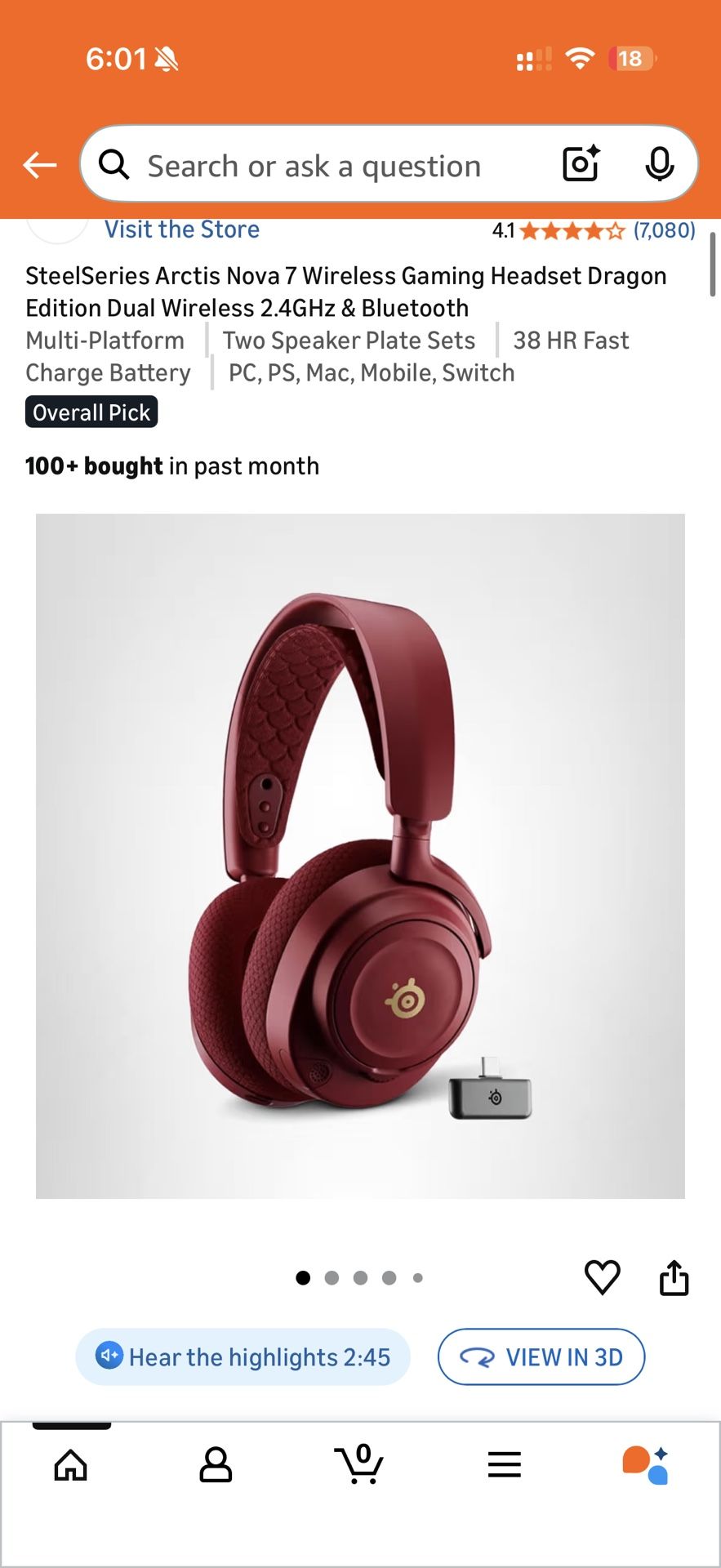 SteelSeries Arctis Nova 7 Wireless Gaming Headset Dragon Edition Dual Wireless 2.4GHz & Bluetooth