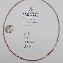 14k rose gold 22" prism cut franco