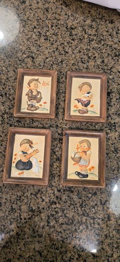 Vintage Napco Signed Norton Hummel-Style Ceramic Wall Plaques - Set of 4