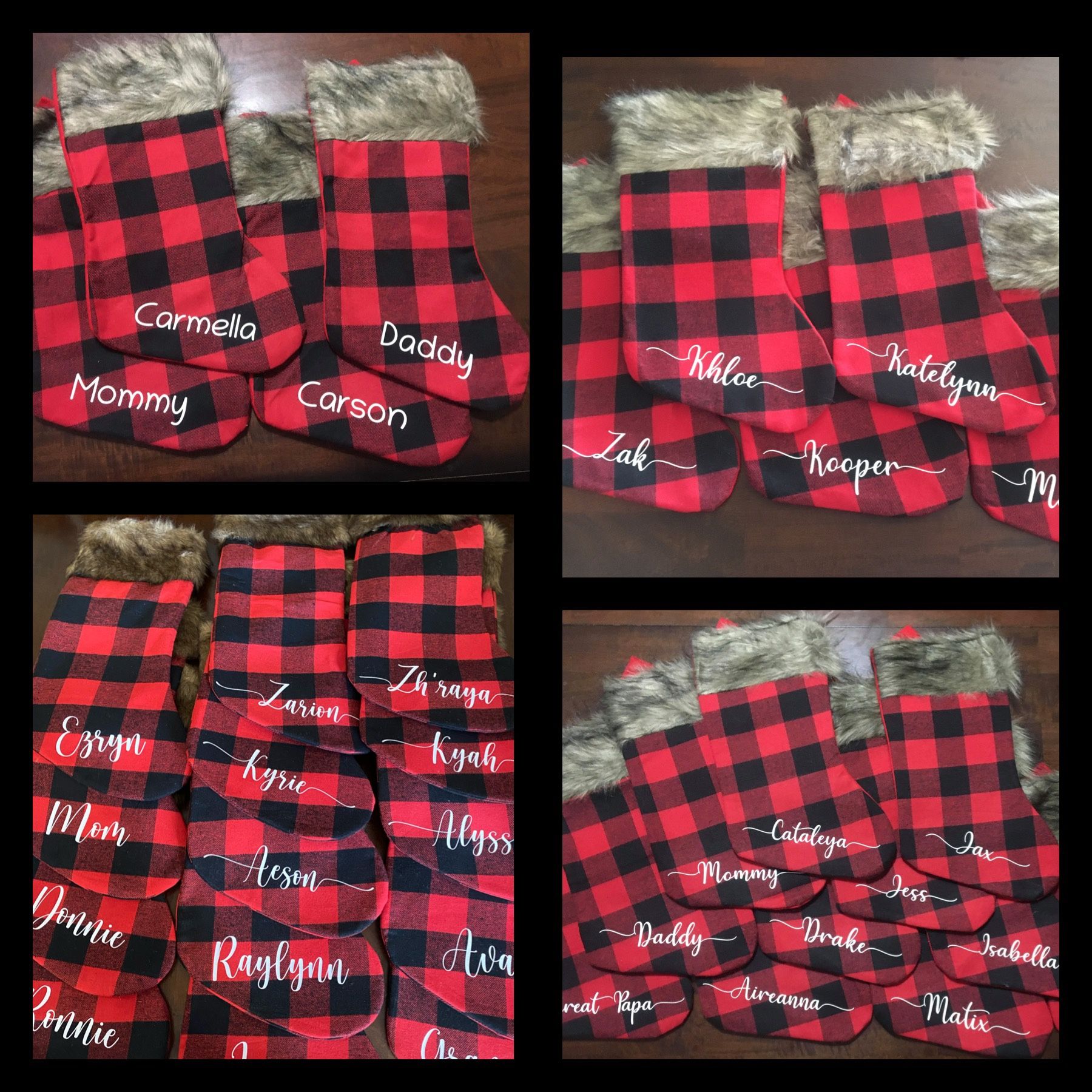 Chrismtas Stockings Buffalo Plaid With Fur. Personalized