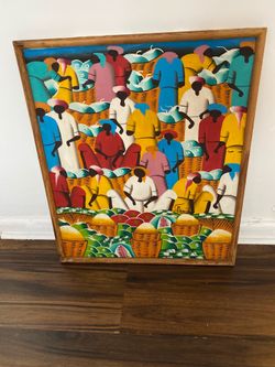 Signed painting by Haitian painter Laurent Casimir (1(contact info removed))