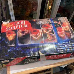 Vintage Mr Christmas Light Sculpture Merry Christmas Santa Face 10” X 11”