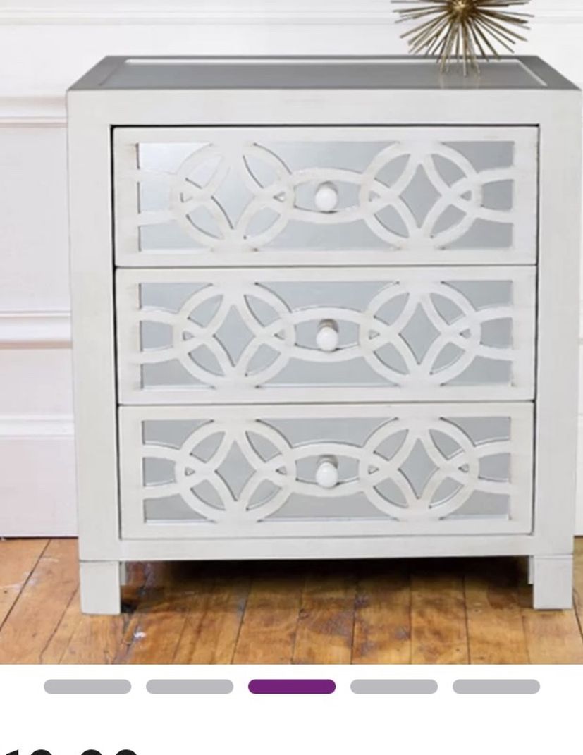 White Mirrored Accent Table Or Nightstand