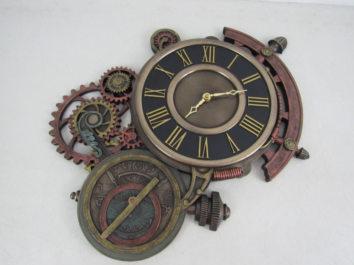 Mechanical Steampunk Astrolabe Wall clock Home Decor Collection Art

