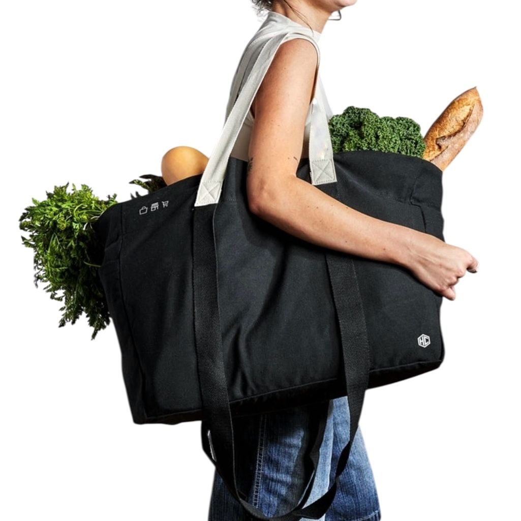Hexclad Luxury Tote Bag 100% Recycled Cotton Canvas New XL 22” x 15” X 10” The Hexclad Luxury Tote Bag is an extra-large tote made from 100% recycl